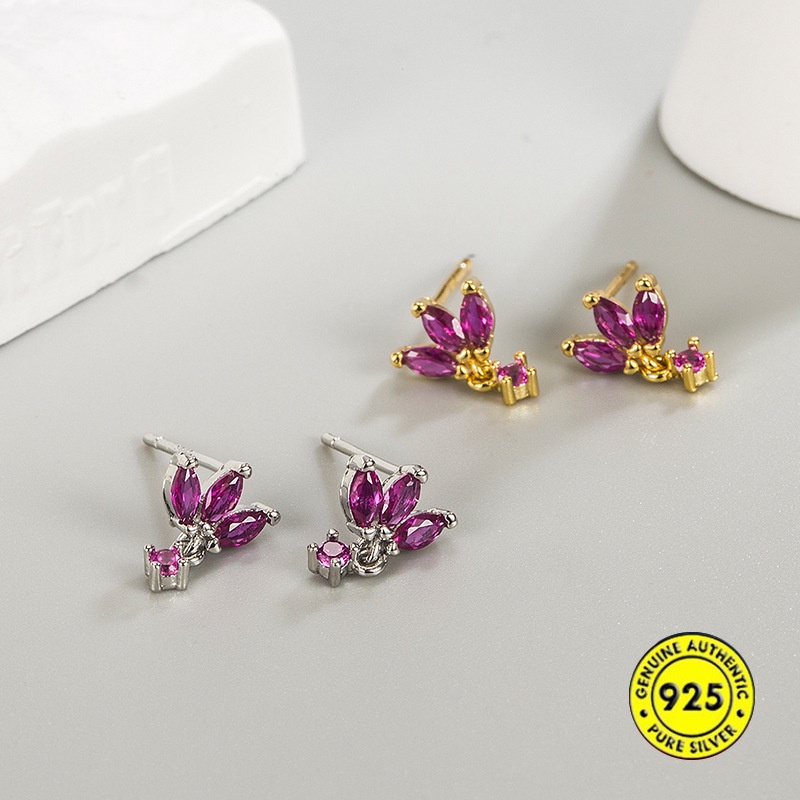 Anting Tusuk Sterling Silver 925 Lapis Emas 18K Anti Alergi Hias Kristal Zircon AAA Untuk Wanita