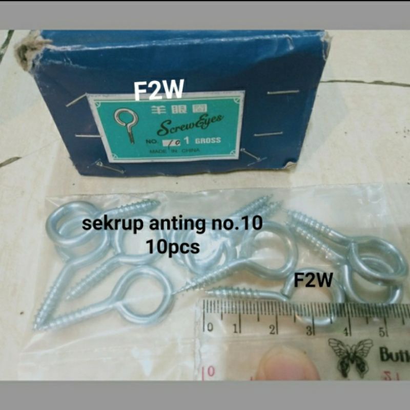 10PCS HOOK TUTUP NO.10 SEKRUP ANTING SKRUP KAPSTOK HAK TUTUP NO.10 EYES SCREW