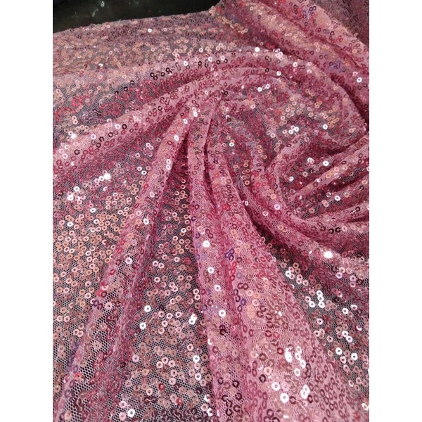 kain tile sequin tile kebaya pesta kain tile / bahan meteran lebar 1.5mtr tule sequin seribu Payet padat