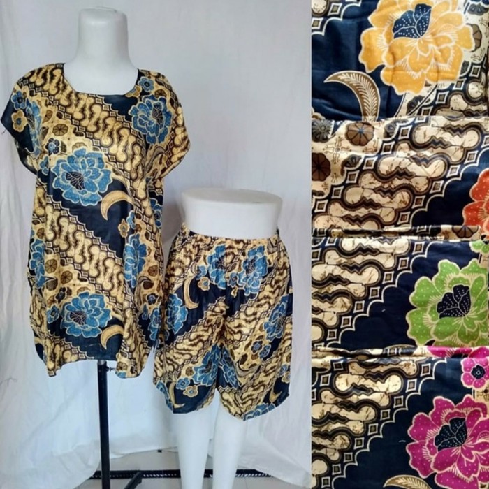 Harga promo setelan baju batik celana pendek wanita/baju tidur celana