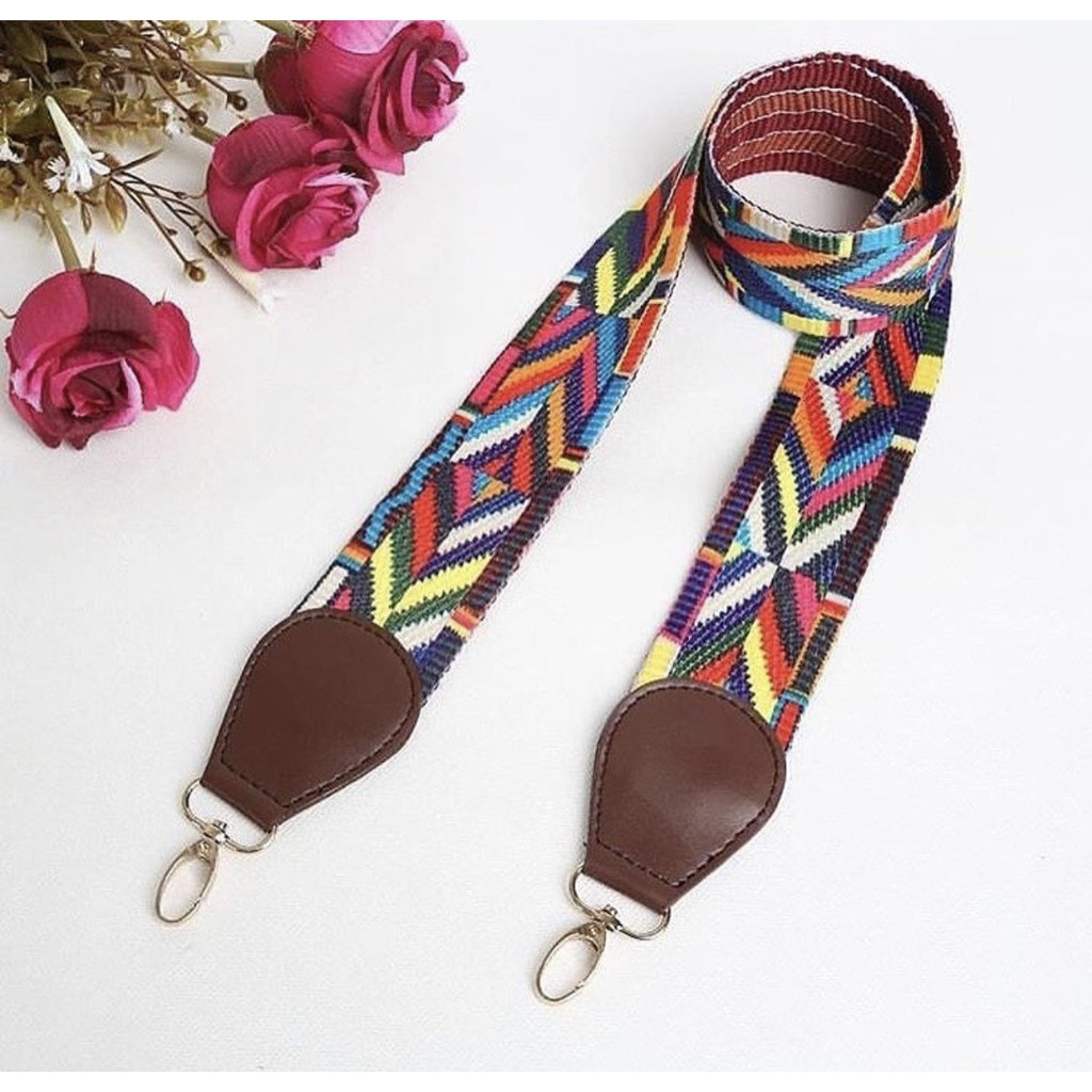 Tas Tali Selempang Strap Panjang Sling Long Srap Fashion / Long Strap Bag Aztec / Tali Panjang Tas Rainbow / Tali Tas Panjang Pelangi / Longstrap Fashion Unik