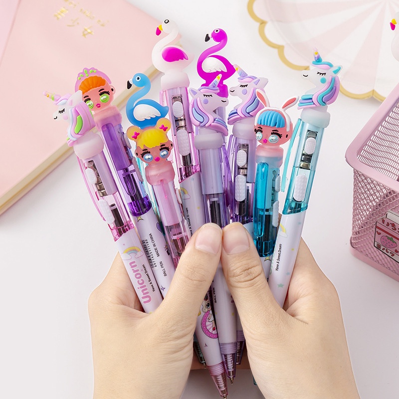 1pc Pulpen 0.5mm Desain Kartun Unicorn Lucu Untuk Stationery Sekolah