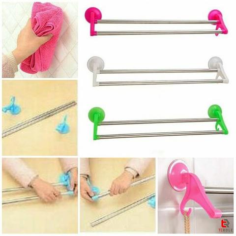 Gantungan Handuk Baju Kamar Mandi Tempel Vacuum Dinding Hanger Suction