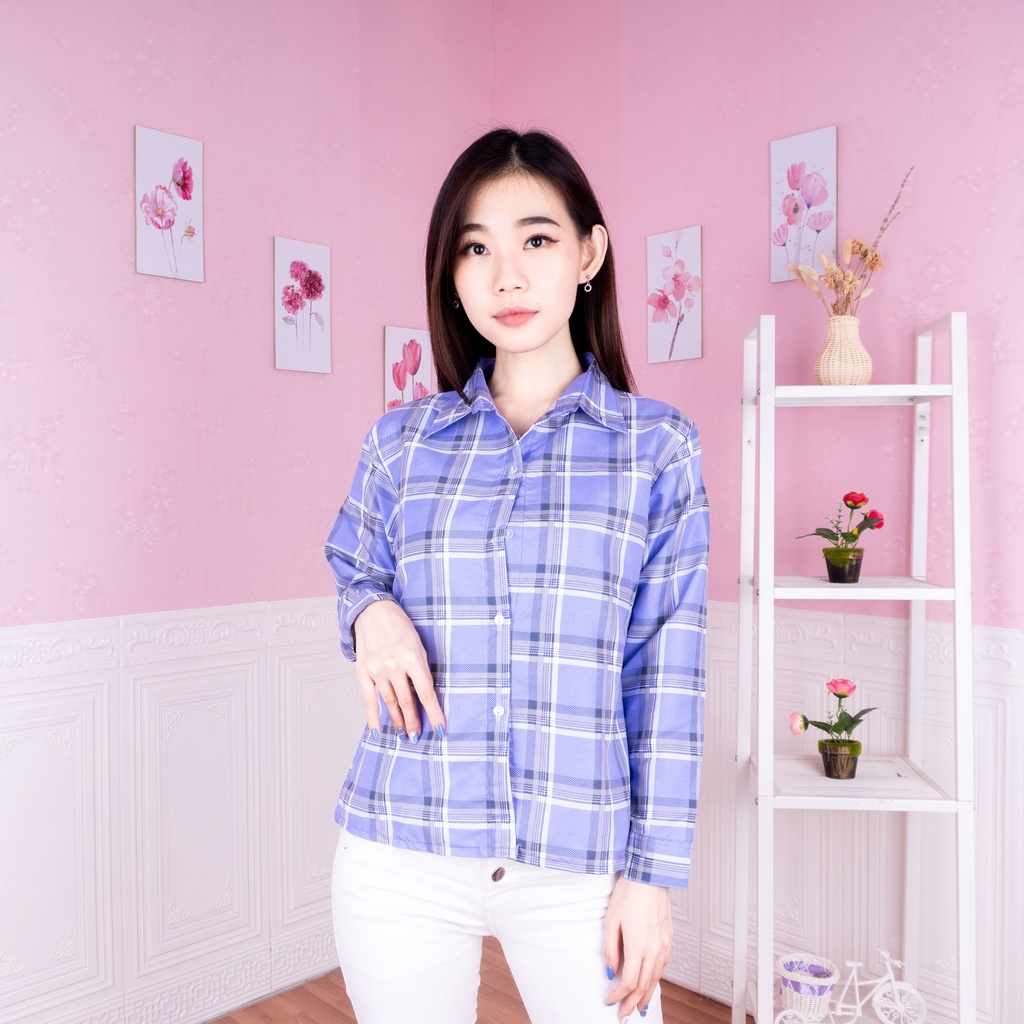 OVERSIZE KEMEJA OSLIN | Kemeja Oversize Wanita - Kemeja Korea - Kemeja Wanita Murah-KTK UNGU NEA