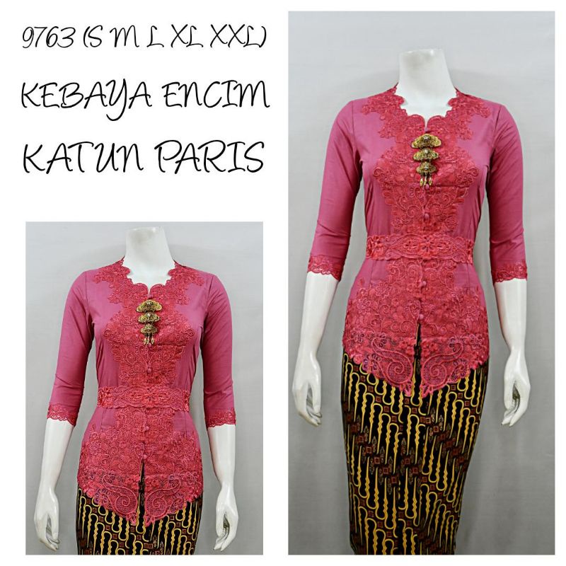 QNz           Indah KEBAYA MODERN ENCIM LENGAN 3/4 BORDIR SENADA Katun Paris KEBAYA WISUDA KEBAYA