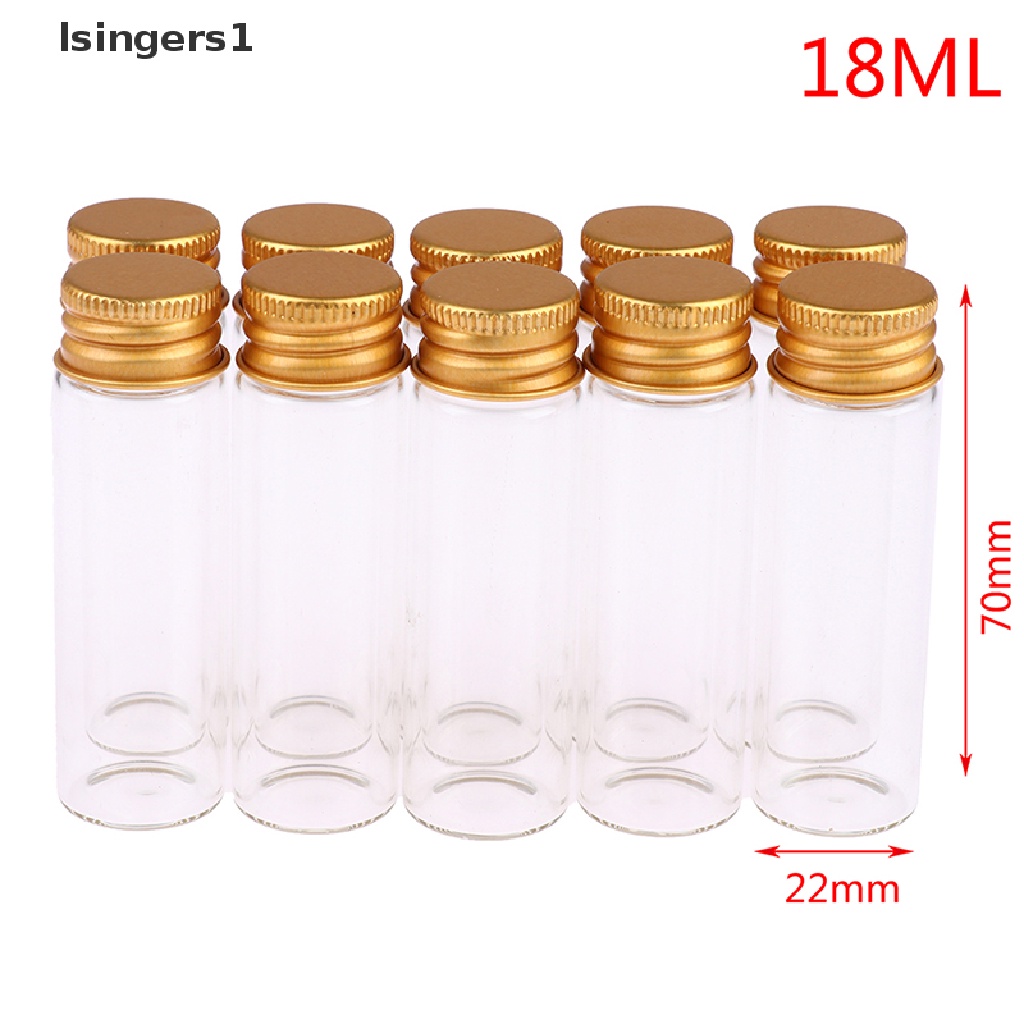 (lsingers1) 10pcs Botol Kaca Kecil 5 / 7 / 10 / 14 / 18 / 20ML Dengan Tutup