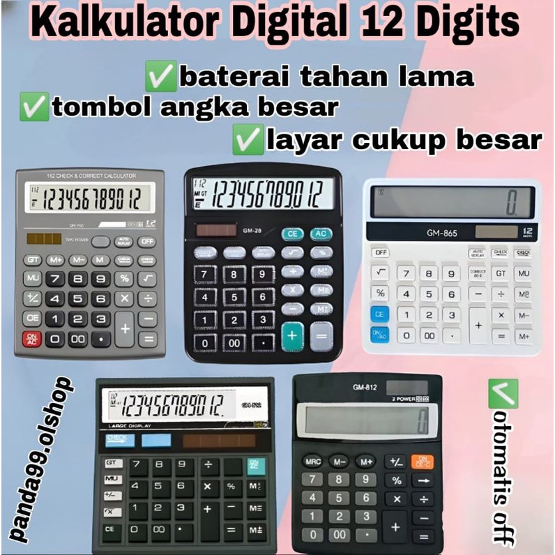 Kalkulator 12 Digit Angka-Calculator Digital⭐ Panda99.Olshop⭐