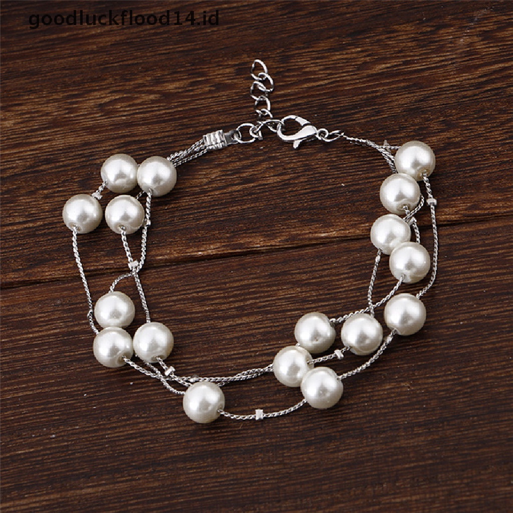 [OOID] Fashion Multilayer Pearl Necklace Earrings Bracelet Jewelry Set Wedding Bridal ID