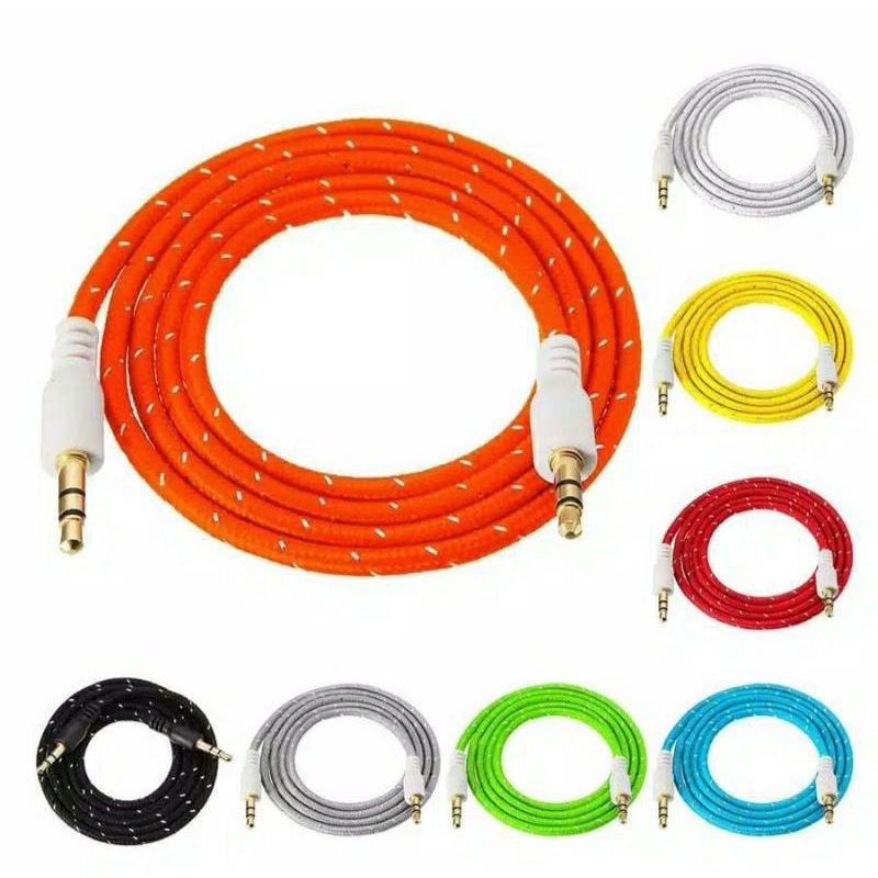 Kabel Aux tali sepatu 1 meter Kabel Audio 3.5mm 1Meter