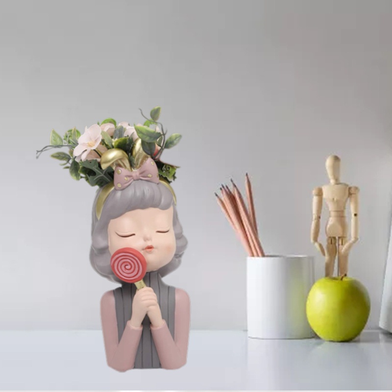 Siy Cetakan Pot Bungatanaman Bahan Silikon Desain Gadis Lucu Untuk Dekorasi Diy