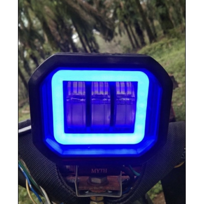 PROMO LAMPU TEMBAK DAYMAKER MINI 3 LENSA ANGEL BLUE AYE COCOK SEMUA MOTOR MOBIL LAMPU TEMBAK SUPER TERANG DAN BERKUALITAS WATERPROOF