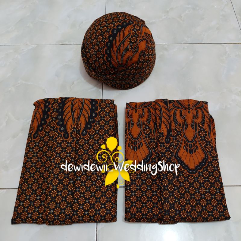 Set Jarik Cewek Cowok + Blangkon, Motif Truntum Garuda