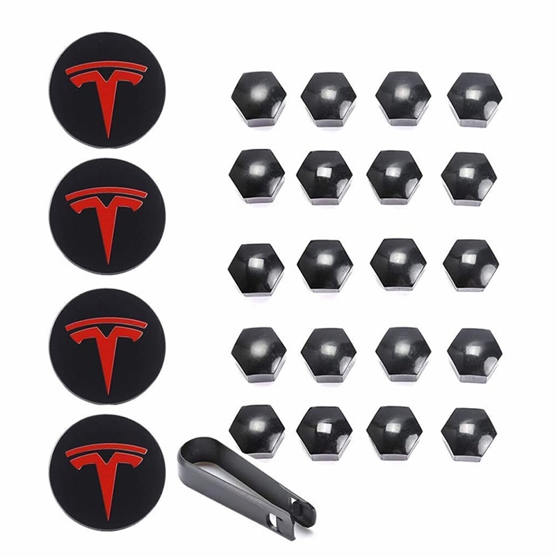 Set Tutup Hub Tengah Velg Mobil Tesla Model 3 2016-2020 Dengan 4 Cap Tengah 20 Lug Nut