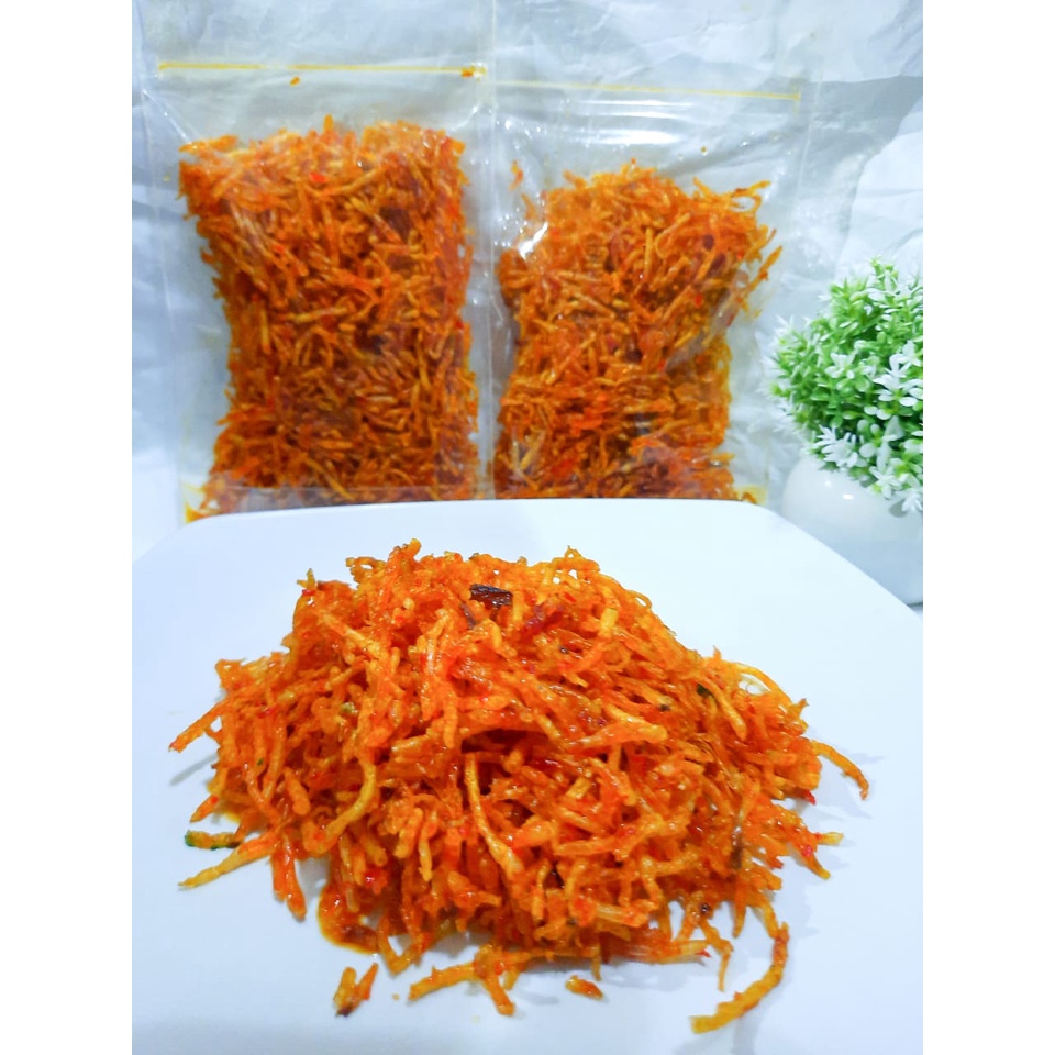 

Termurah Kentang Mustofa 250 gram Keripik Kering Kentang Mustofa / Mustopa Kriuk Crispy Renyah Balado Pedas manis