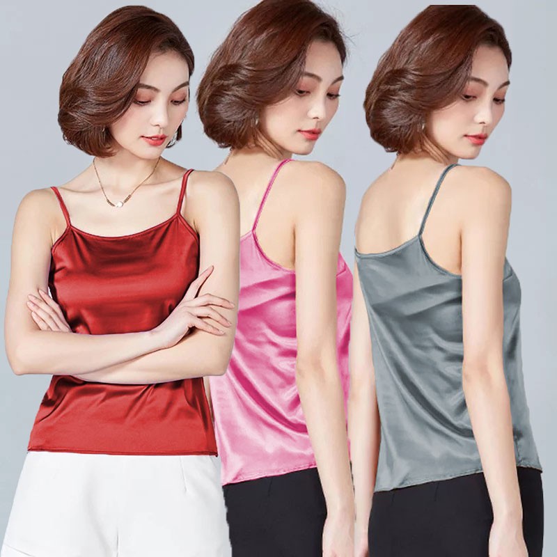 Tanktop Camisoles Singlet Tali Kecil Saorine / Tanktop Singlet Velvet Saten Tali Spageti - JCCollections