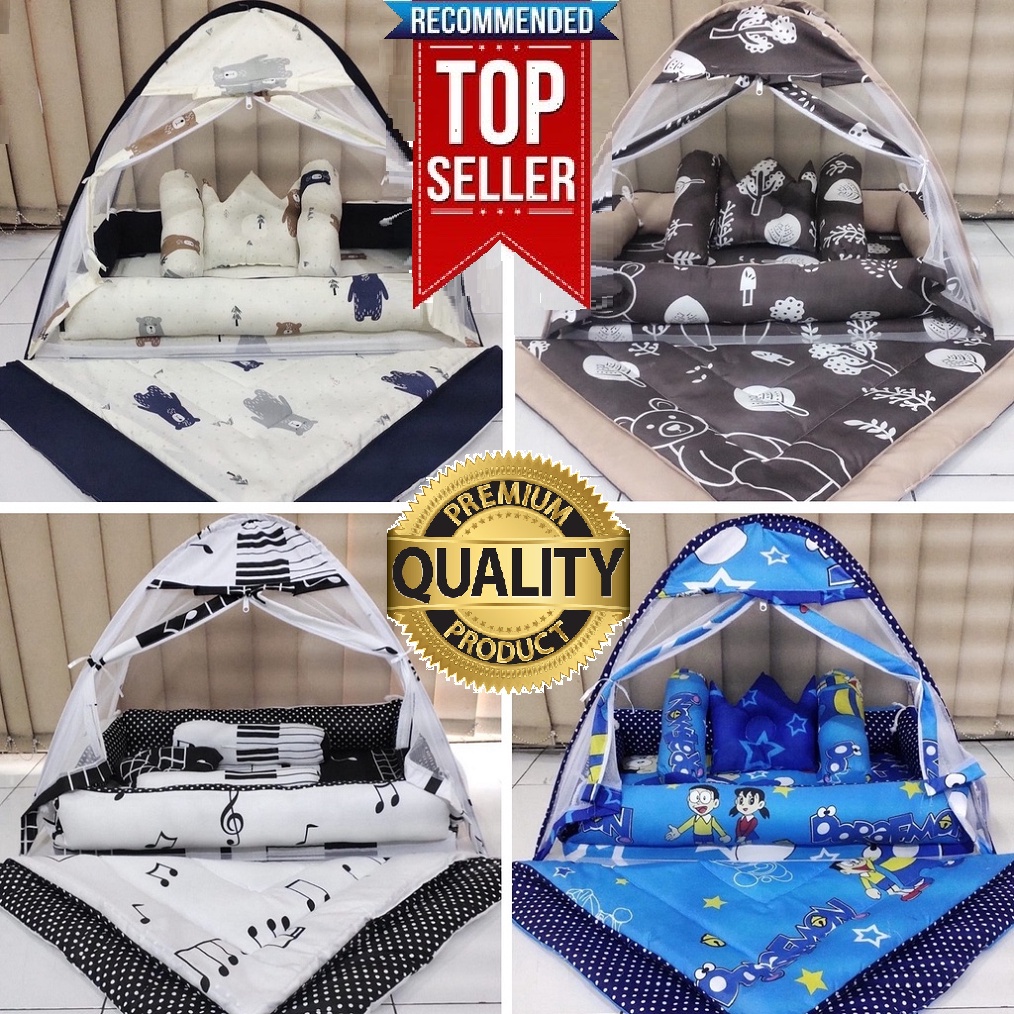 Kasur Kelambu Bayi Baru Set Bantal Guling PREMIUM / Kasur Lipat Kelambu Bayi / Kasur Kelambu