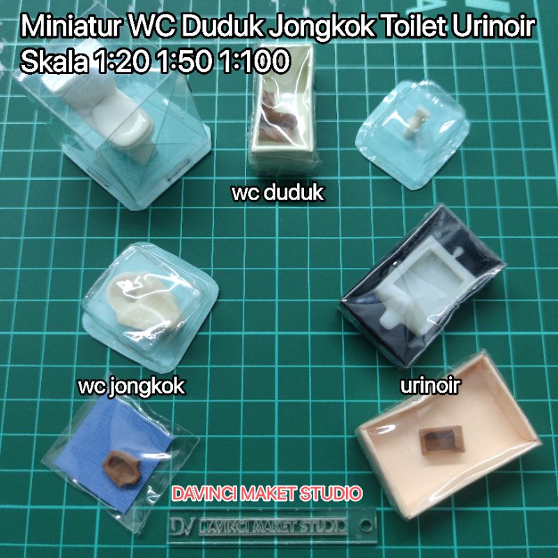 Miniatur WC Duduk Jongkok Jamban Bidet - Water Closet Sit Squat Toilet Urinoir Skala 1:12 1:20 1:25 1:50 1:100