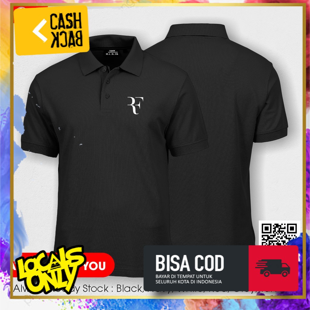 PROMO. Poloshirt Polo Kaos Kerah RF ROGER FEDERER TENIS Termurah Terlaris Baju kaos distro laki laki