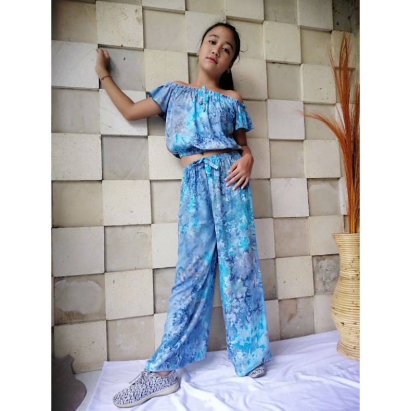 Set Zelia Kulot Crop Top Tie Dye (6-14 th)