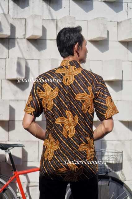 Sidamuliya Batik Kemeja Pria Slimfit Premium Andareksa Lengan Pendek