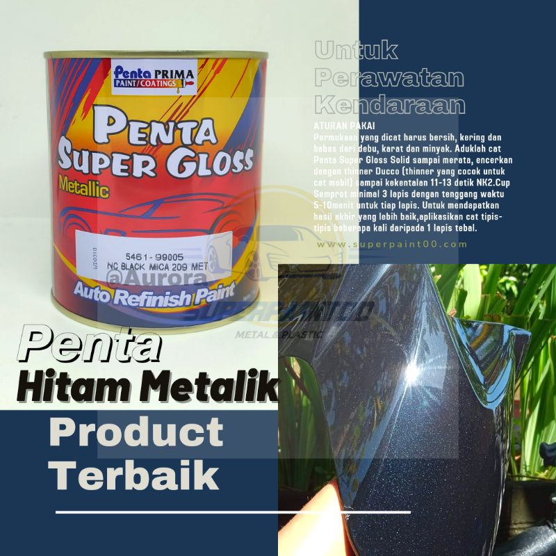 Cat Penta Super Gloss NC Black Mica 209 Met 200ml Hitam Metalik / Metallic Metalic Duco Duko Diko Se