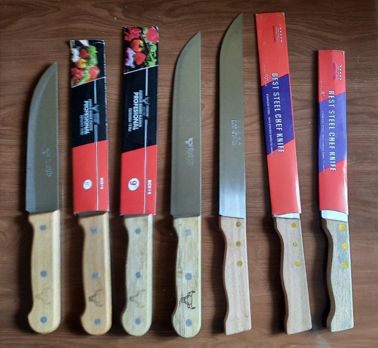 Pisau Dapur Pengupas Pemotong Pisau Masak Bahan Stainless Pegangan Kayu