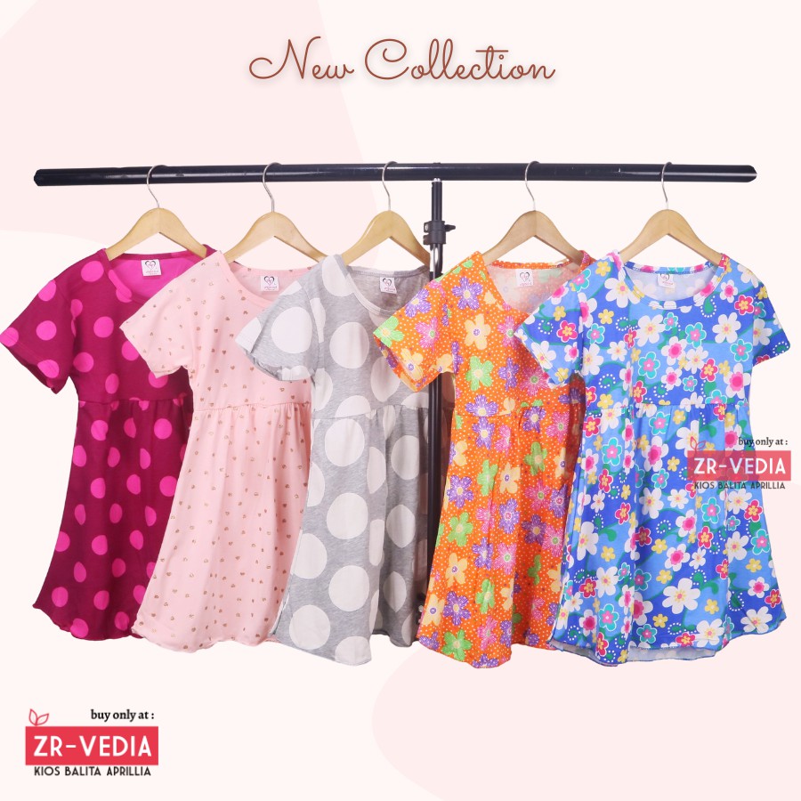 Dress Thalia 1-2 Tahun / Dres Lengan Baju Tidur Balita Anak Perempuan Adem Kaos Harian Cewek Murah kiosbalitaaprilia