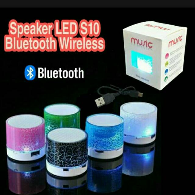 Speaker Bluetooth Model Kaca Retak / Portable Speker Mini Music Box LED S10 Lampu disco Kedap Kedip