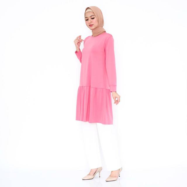 Tunik jersey rempel Polos /Baju Muslim Wanita