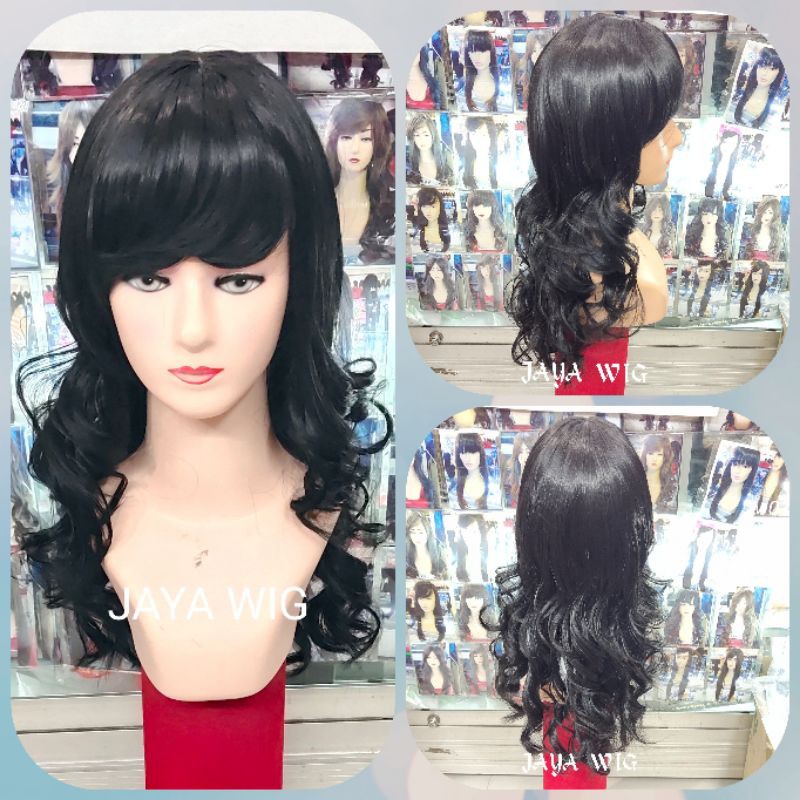 Rambut Palsu Wanita Curly Sebahu Wig Keriting Panjang 50cm