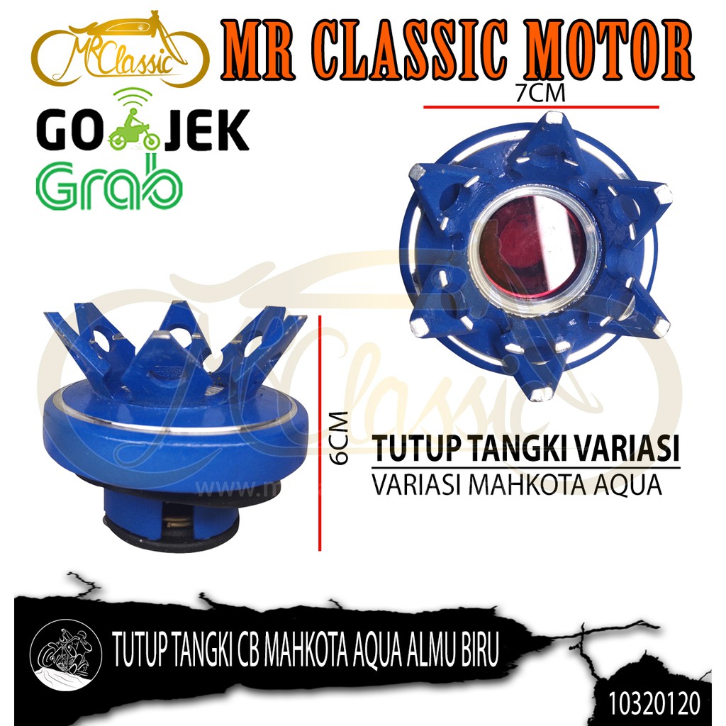 Tutup Tangki Motor Custom Variasi CB Mahkota Aqua Almunium Biru