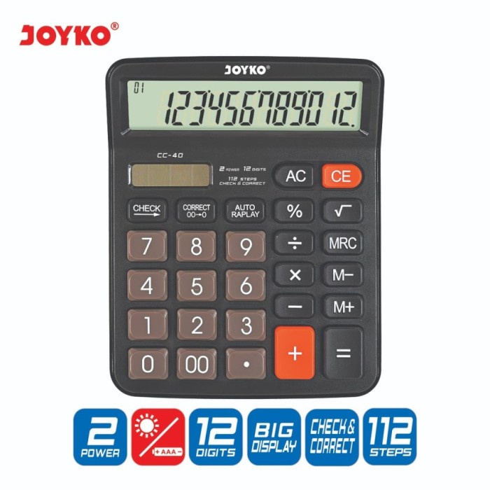 

Calculator Kalkulator Joyko CC-40 12 Digits Check Correct