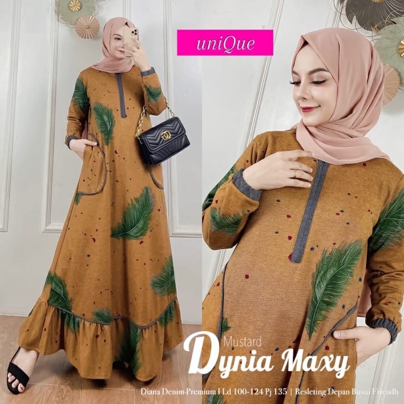 Dinia maxy Gamis premium bahan diana denim