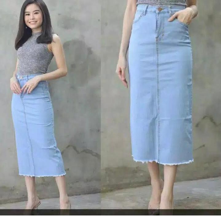 Baru -  bisaRok span rawis  Rok span panjang | Rok jeans | Rok jeans panjang | Rok jeans panjang | R