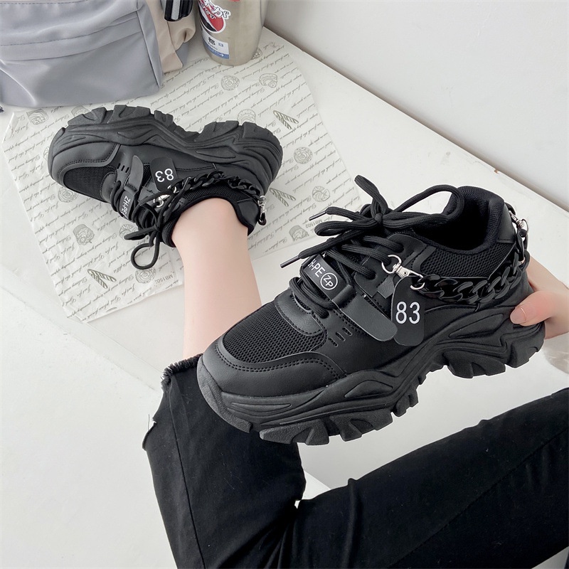 GROSIRTAS LV0082 Sepatu Sneakers Wanita Import / Chain Sport Shoes Ala Korea