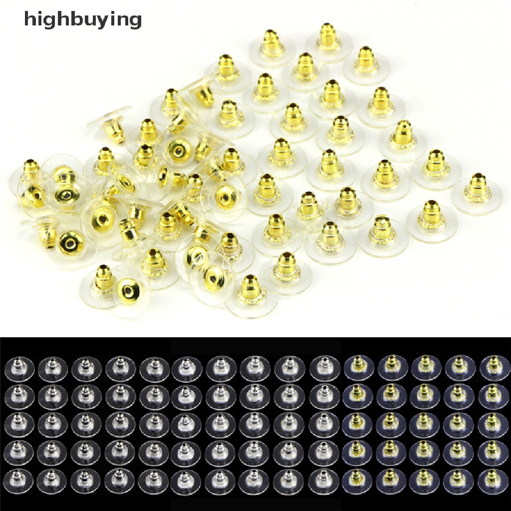 Hbid 60Pcs / Set Stopper Anting Tusuk Warna Silver / Gold Untuk Wanita