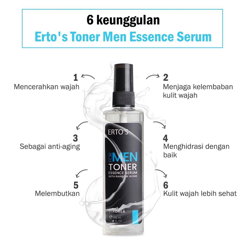 ERTOS For Men Solusi Wajah Kusam Jerawat Essence Serum Toner  Whitening Pria Man 100% ORIGINAL BPOM