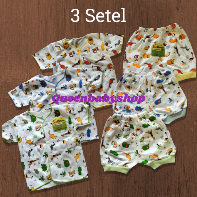 K-TA SNI 3 Setelan Bayi MOTIF Baju Lengan Pendek Celana Pendek Baju Bayi Newborn Perlengkapan bayi baru lahir