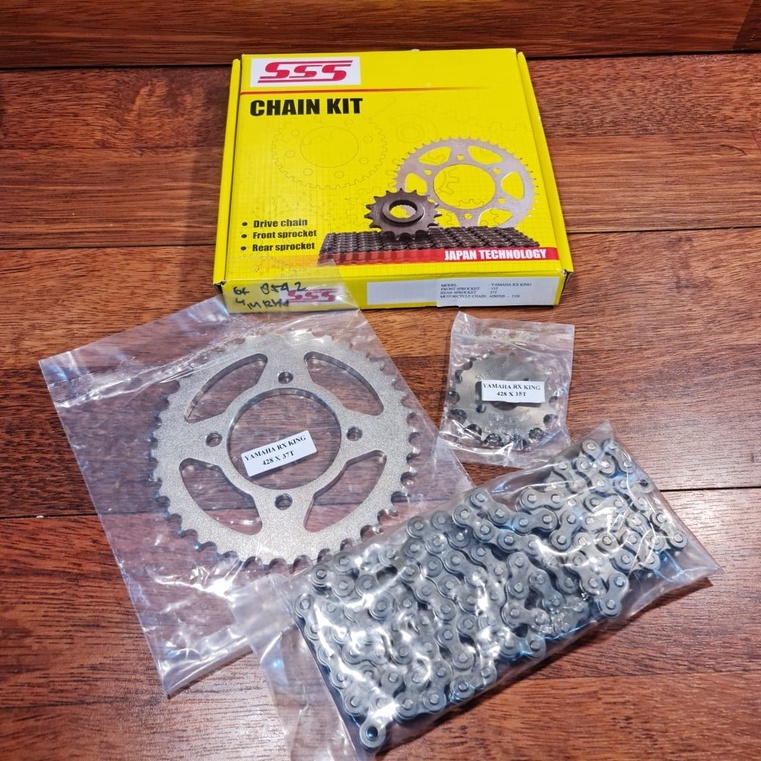 (SSS) RX KING - GEAR SET/ GIGI TARIK DEPAN BELAKANG 428 15T/37T RANTAI 428 HSB -110L