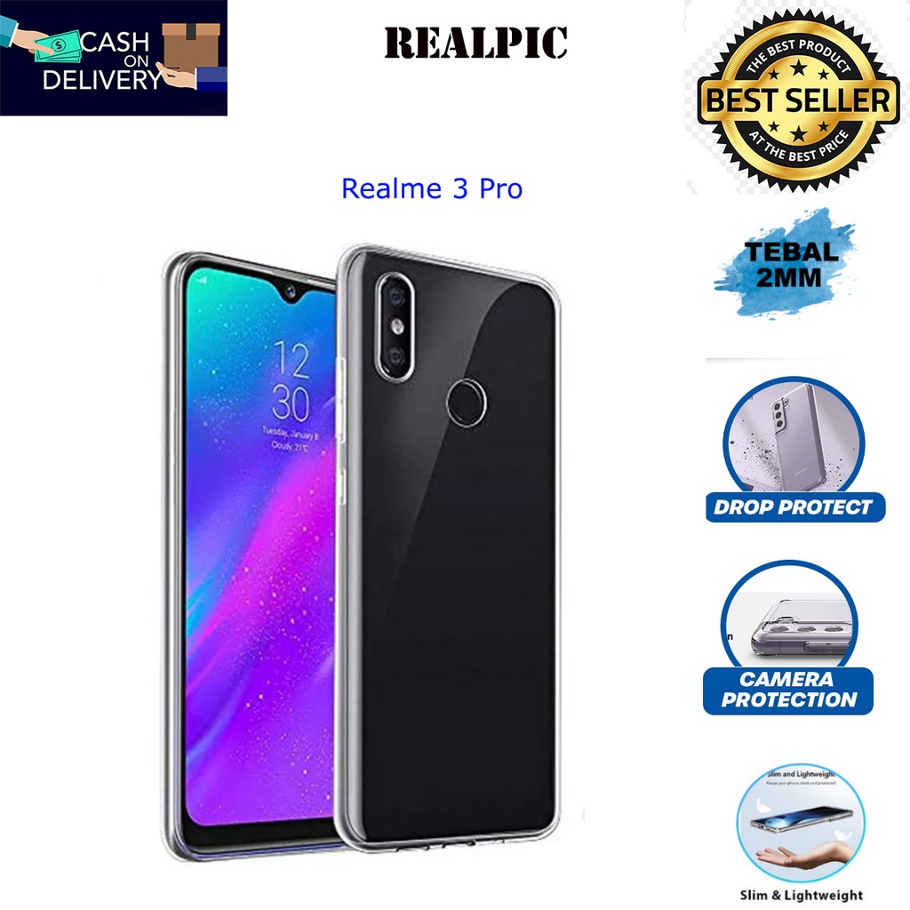 Case REALME 3 PRo Casing Clear HD KETEBALAN 2MM BENING TRANSPARAN TPU Premium Softcase