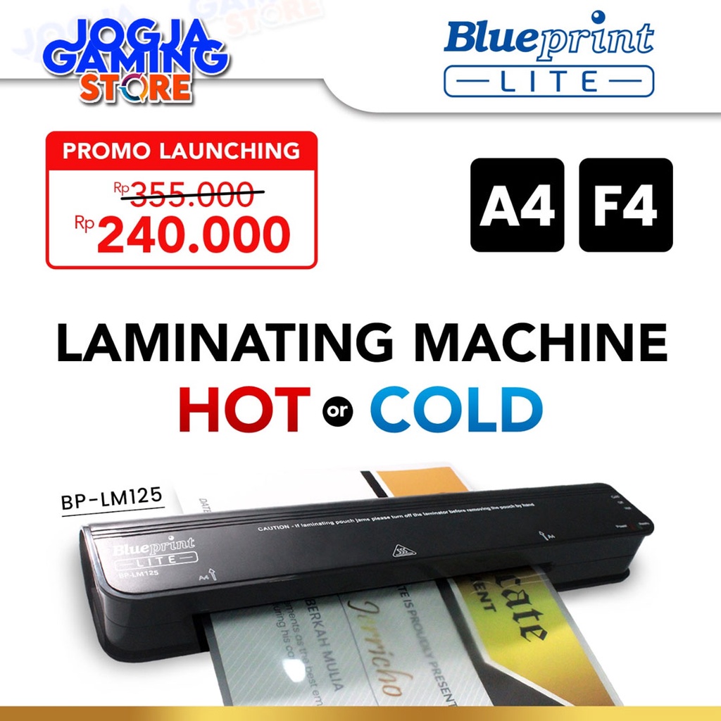 

Mesin Laminating BLUEPRINT LM125 Hot and Cold Laminating Machine A4 F4