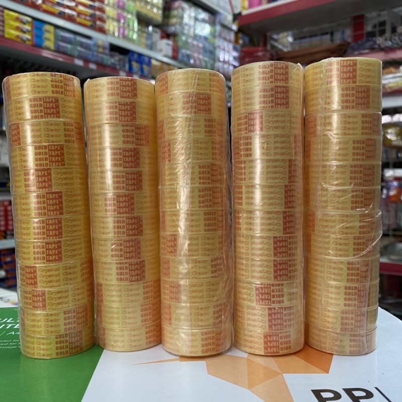 

Isolasi Kado / Solatip Kecil Bening / Isolasi Kecil GOLDTAPE ( 1 slop isi 12pcs)