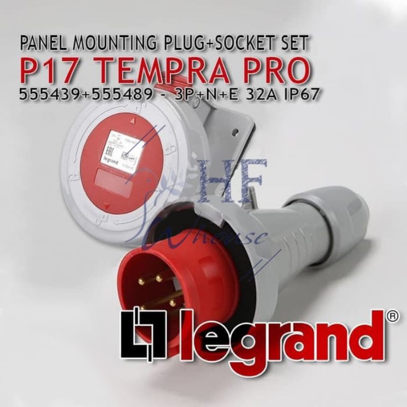 Legrand Set Panel Mounting + Plug 32A 3P+N+E 5Pin IP67