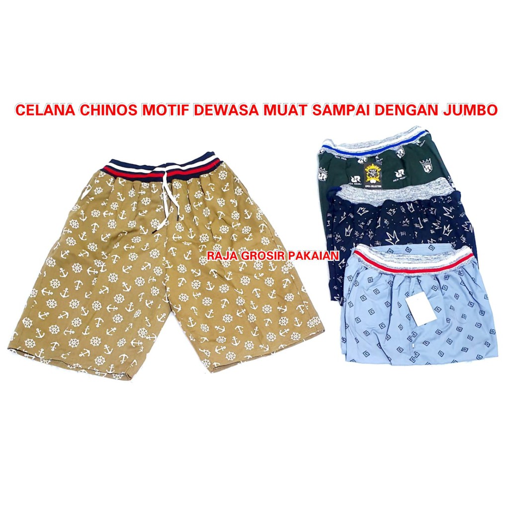 Celana Chinos Motif Dewasa / Muat Sampai Jumbo