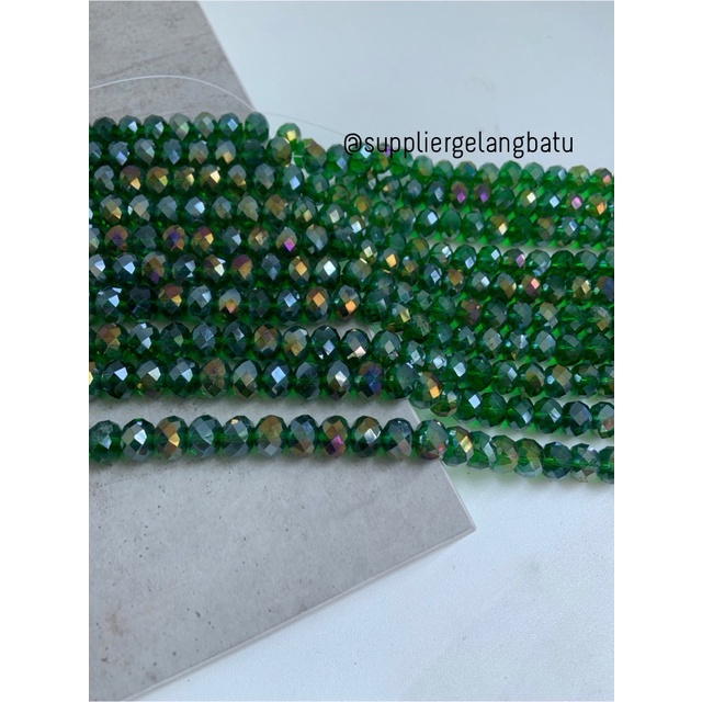 Kristal Ceko 12mm green quartz metallic bahan hijau kuarsa AB metalik bahan kalung gelang anting strap mask kerajinan tangan craft citayam fashion week etink vintage elegan bali manik crystal