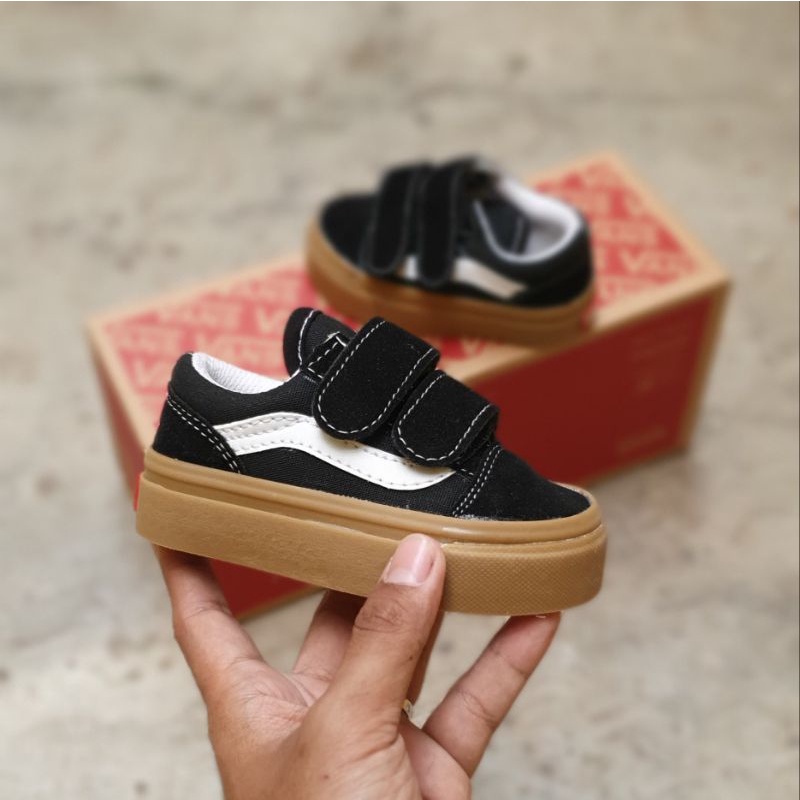 Sepatu anak oldskool perekat hitam abu / hitam gum anak laki laki