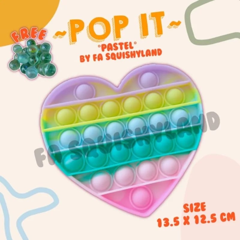 (FREE KELERENG) POP IT RAINBOW MURAH POP IT RAINBOW-Love pstel