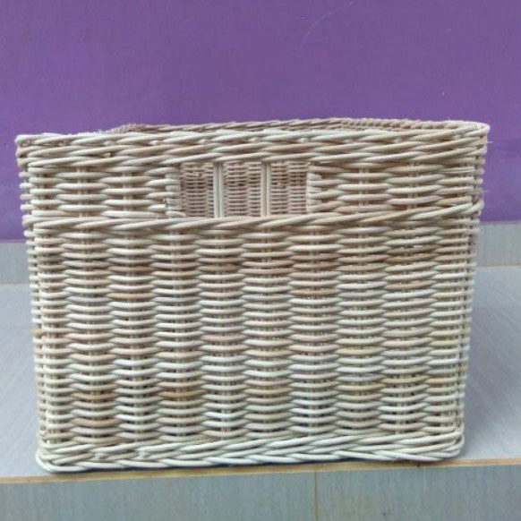 Keranjang rotan persegi panjang kotak penyimpanan barang besar 60x40x30 cm