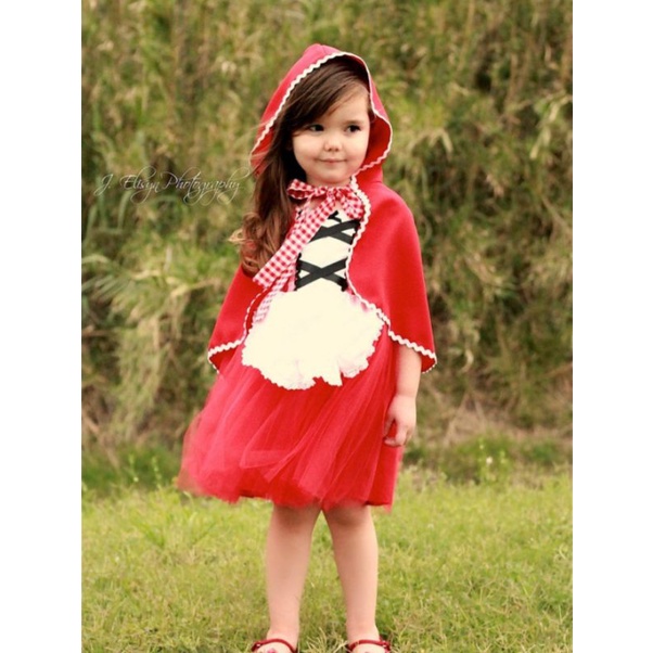 Jubah Merah Anak dan Dewasa Cape Red Riding Hood