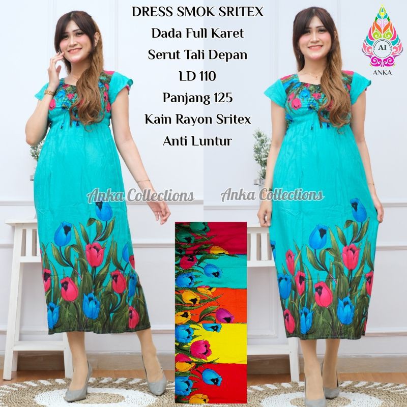 Longdress Smoke Dea Sritex Daster Panjang Lengan Pendek Daster smoke rayon